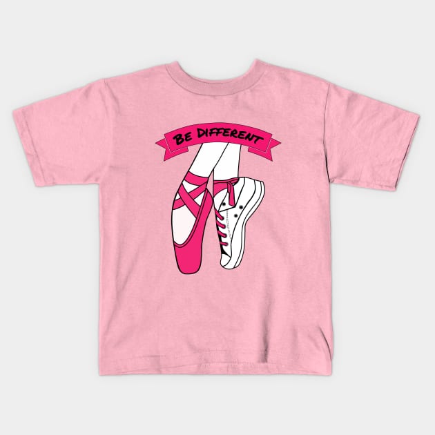 Pink Ballet Shoes Kids T-Shirt by CBV